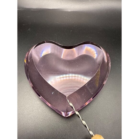 Unbranded Heart-Shaped Pink Crystal Paperweight 4 Inches - Picture 4 of 7